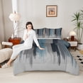 thumbnail image 4 of Manfei Blue Gray Ombre Bedding Comforter Set 2pcs, Watercolor Artwork Twin Comforter Sets, Vintage Oil Painting Bedding Set, Breathable Home Decor, 4 of 8