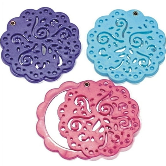 Case of 6 - Modesa Floral Compact Mirror On-the-Go 2.75" Pink, Purple, and Aqua