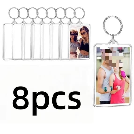 Vruelia 8pcs Picture Keychains Photo Frame Key Chain Pendant Photo Souvenir Decorative Buckle DIY Gift Key Chain