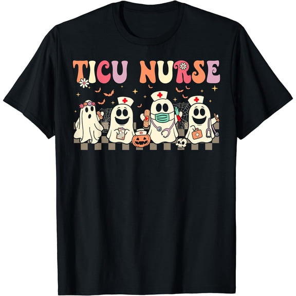 Kiraa Tee With Ticu Boo Crew Nurse Ghost Trauma Icu Nurse Halowen Unisex S-5Xl T-Shirt