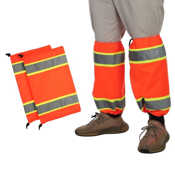 Uxcell High Visibility Leg Gaiters Reflective Work Boot Gaiters Fabric Two-tone Leg Gaiter Unisex-Adult, Hi-Vis Orange/Yellow