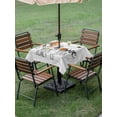 thumbnail image 3 of Outdoor Tablecloth with Umbrella Hole and Zipper, Summer Gnomes Bees Square Table Cloth 54x54 Inch Waterproof Tablecloth, Farmhouse Chic Honey Wooden Grain Picnic Table Cover for Patio Camping, 3 of 7