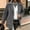 Gray, variant on HCBY Women's Wool Blend Peacoat Notch Lapel Single Breasted Mid-Length Long Sleeve Button Front Coat with Pockets Classic Business Winter Outerwear