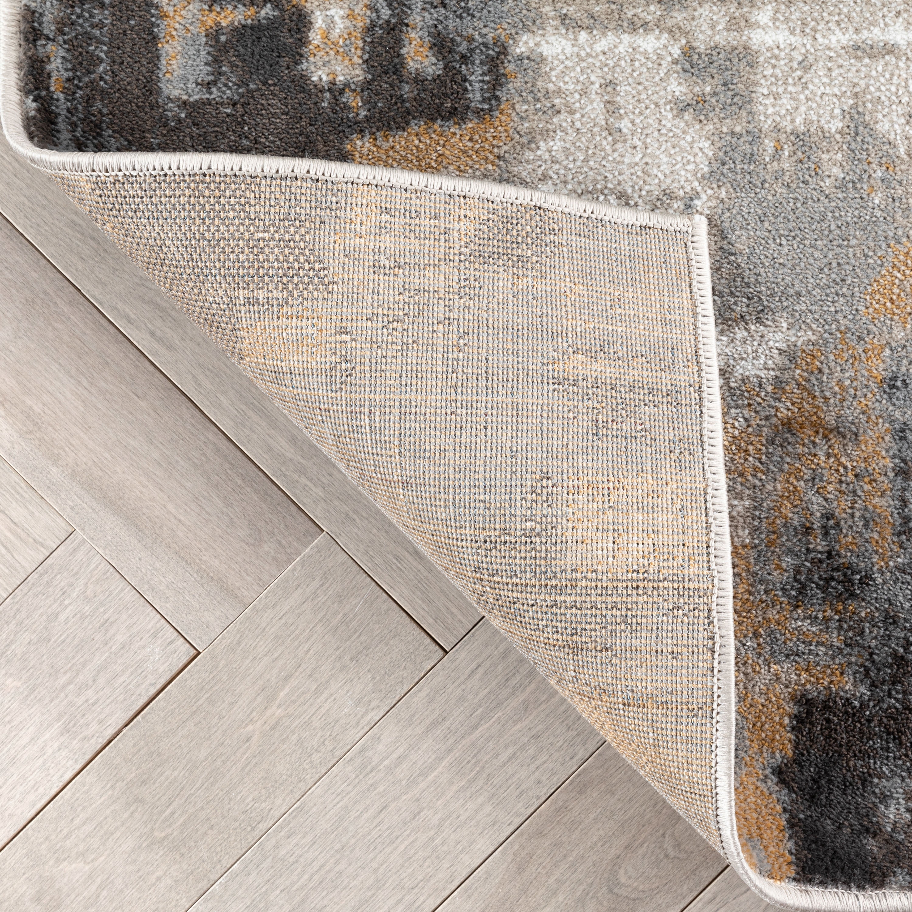 Well Woven Verity Abstract Area Rug, 3.92' x 5.25', Eclectic Geometric Pattern, Soft, Glam Pile, Distressed Design & Modern Color Palette