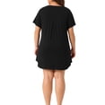 thumbnail image 4 of Agnes Orinda Camisón de Mujer Talla Grande con Mangas Cortas Pijamas Suaves Vestido de Noche con Cuello en V y Botones 3X Negro, 4 of 8