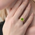thumbnail image 4 of Gem Stone King 2.55 Ct Green Peridot White Created Sapphire 18K Yellow Gold Plated Silver Ring, 4 of 6