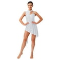 thumbnail image 5 of iiniim Lyrical Dance Dress for Women Irregular Flowy Tulle Skirt Leotard Contemporary Dancewear White S, 5 of 7
