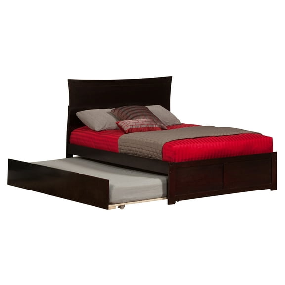 Metro Platform Bed with Flat Panel Foot Board and Twin Size Urban Trundle Bed in, Multiple Colors and Sizes