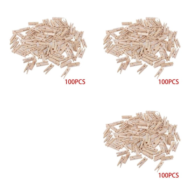 Inteprter 100 Pieces Small Wooden Pegs Log Supplies Color Cloth Party Spring Clips DIY Home Use Metal with for Wedding Photos Papers Type2 NO2