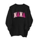 thumbnail image 4 of Sudadera Penkiiy Mama Mujer Oversize Glitter Patch Mama Crewneck Sudaderas Mama Print Manga Larga Moda Suelta Pullver S Negro, 4 of 7