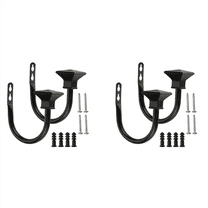 New Arrivals Set of 4 Square Metal Decorative Curtain Hold Backs, Wall Mounted Window Drapery Tiebacks for Bedroom,Black