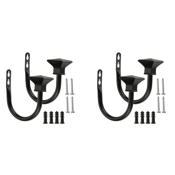 New Arrivals Set of 4 Square Metal Decorative Curtain Hold Backs, Wall Mounted Window Drapery Tiebacks for Bedroom,Black