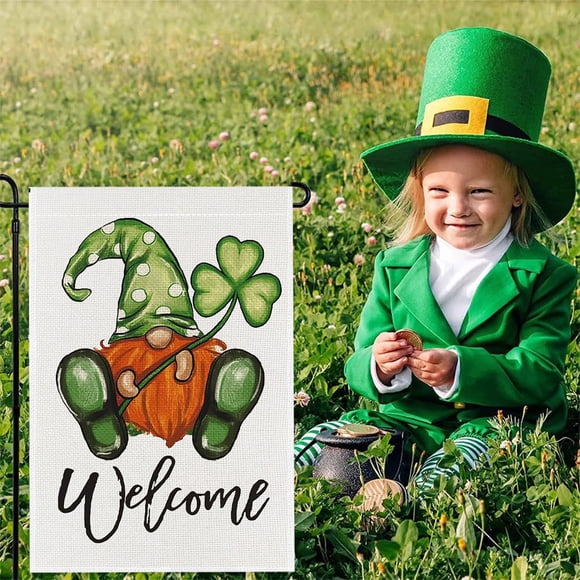 TIMIFIS Flax Garden Flags, St Patrick's Day Garden Sign 12X18 Inches Garden Outdoor Sign Personalized St Patrick's Day Decorations Double Sided St Patrick's Day Yard Decoration Gift Home Decor
