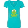 thumbnail image 3 of Inktastic Cute Frog, Green Frog, Crown, Frog Prince Women's V-Neck T-Shirt, 3 of 5