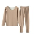 thumbnail image 1 of Jumpingount Ropa interior térmica para mujer, 2 uds., cálida, suave, agradable a la piel, capa base, vestido cálido, ropa de invierno colorida, pintura conjuntos de ropa Caqui L Jumpingount AP013391-17, 1 of 6