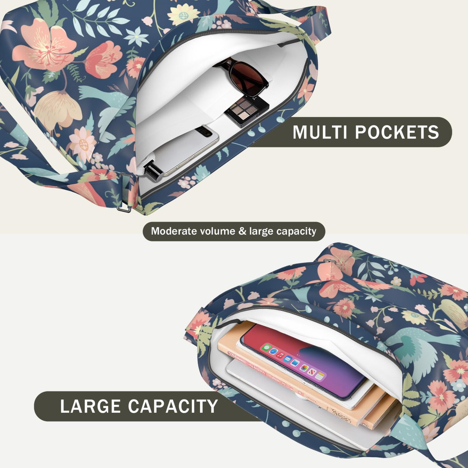 Floral and Leopard Print Shoulder Tote | Lightweight Travel Purse | Stylish & Sleek Design