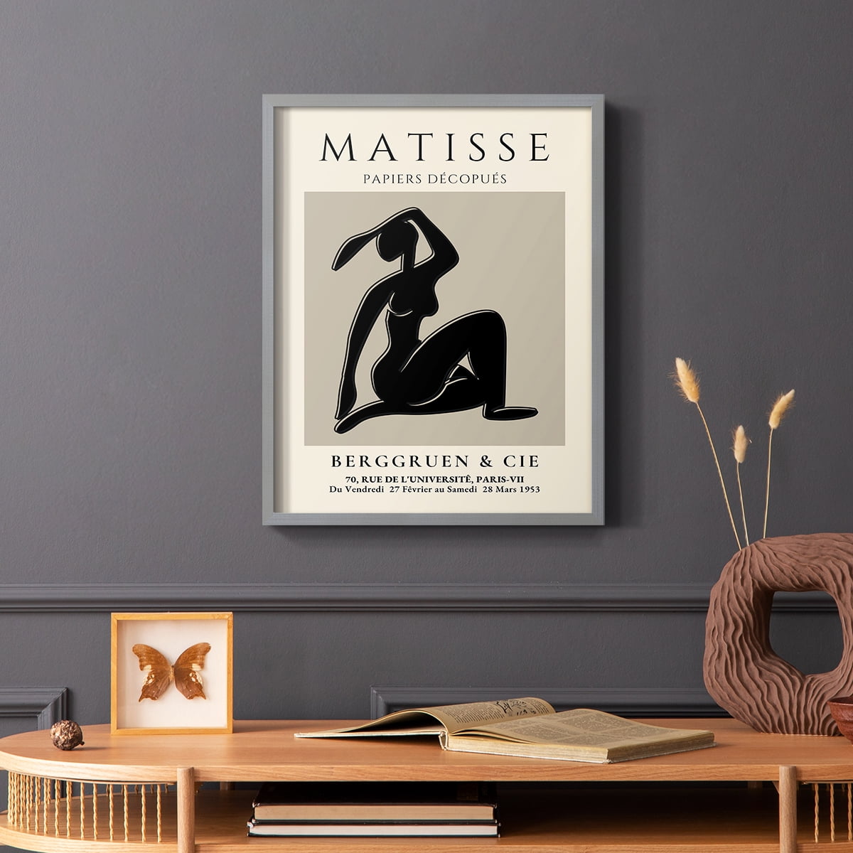 Matisse CLVI Framed Print in Gray Solid Wood 22 x 28 Framed Print