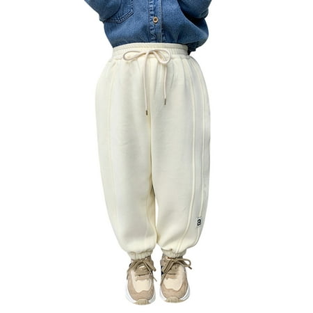 

Zlekejiko Toddler Kids Baby Girls Boys Cotton Thick Lined Warm Leggings Stretchy Basic Harem Pants Sweatpants For Winter Trousers