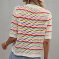 thumbnail image 7 of Guluxicc Womens Striped Sweaters Crewneck Short Sleeve Pullover Sweaters Summer Fall Trendy Tops Outfits, Beige, XL, 7 of 7