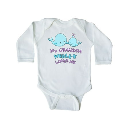 

Inktastic My Grandpa Whale-y Loves Me Gift Baby Boy or Baby Girl Long Sleeve Bodysuit