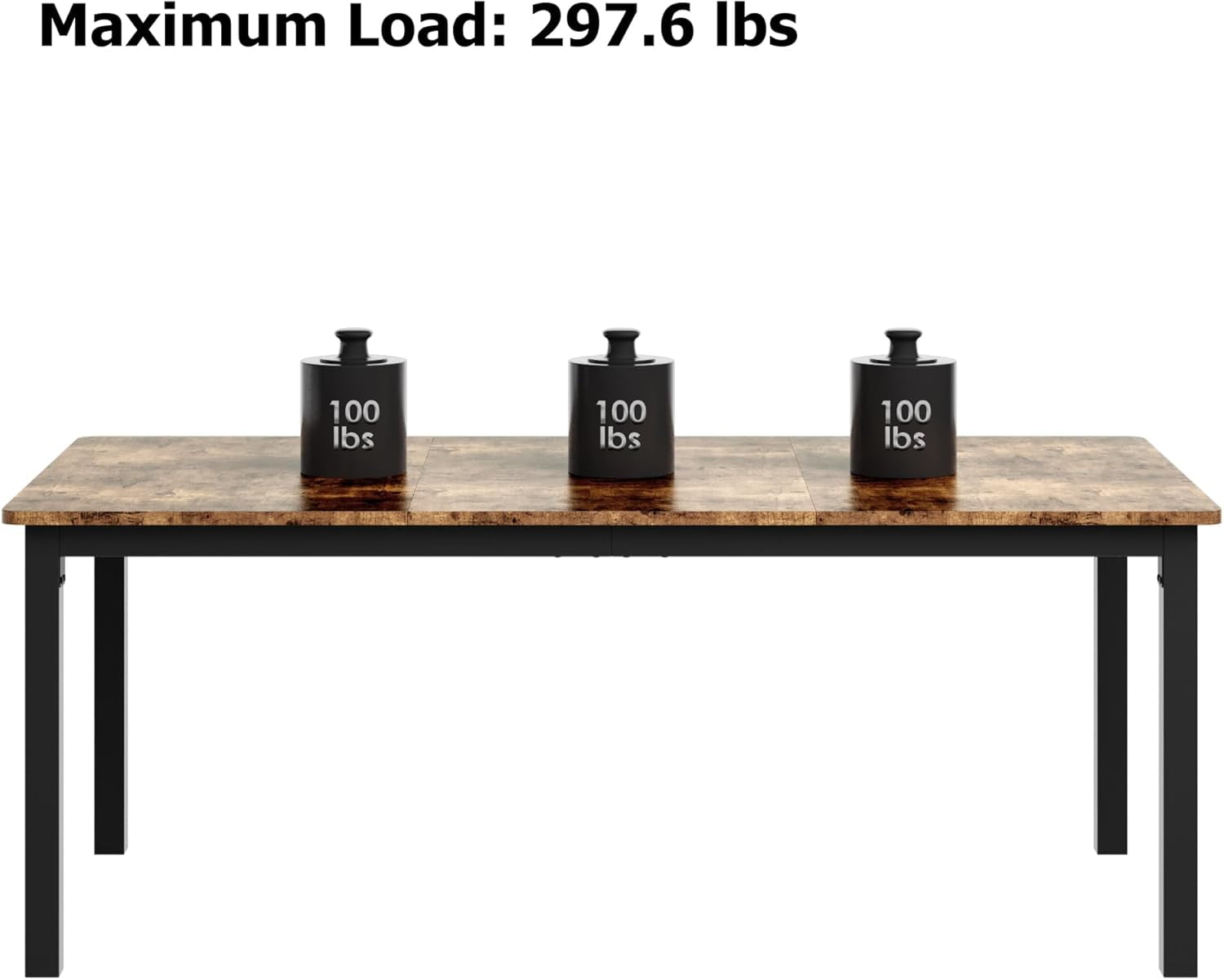 71" Industrial Dining Table, Large Rectangle Kitchen Table with Metal Legs, Round Corners, Wooden Conference Tables Writing Desk for Dining Room, Living Room, Retro Brown