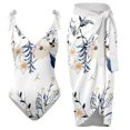 thumbnail image 1 of Aayomet Swimwear Women Color Block Print Racerback Swimwear Athletic Training Bathing Suits,Beige M, 1 of 4