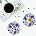 thumbnail image 4 of Yiaed Blue And White Porcelain Pattern Print Leather Coasters for Drinks - Cup Coasters Coffee Table Kitchen Table Bar, Home & Office Gifts Handmade Drink Coasters-Round Shape, 4 of 6