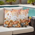 thumbnail image 4 of Orange Blue Pumpkins Fall Outdoor Waterproof Pillow Covers, Maple Leaf Sunflower Thanksgiving Decorative Square Throw Pillowcase Sofa Cushion Sham for Patio/Couch/Chair, 26"x26" 2 Pack, 4 of 8
