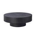 thumbnail image 3 of Noble House 35.43" Round Sintered Stone Coffee Table, Fluted Drum Pedestal, Modern Design for Apartment, Matt Black, 3 of 9