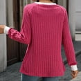 thumbnail image 5 of Lenpel Women's Tunic Tops Ribbed Knit Long Sleeve Crew Neck Color Block T Shirts Casual Tee Blouses Loose Lightweight Sweaters(Hot Pink,X-Large), 5 of 6