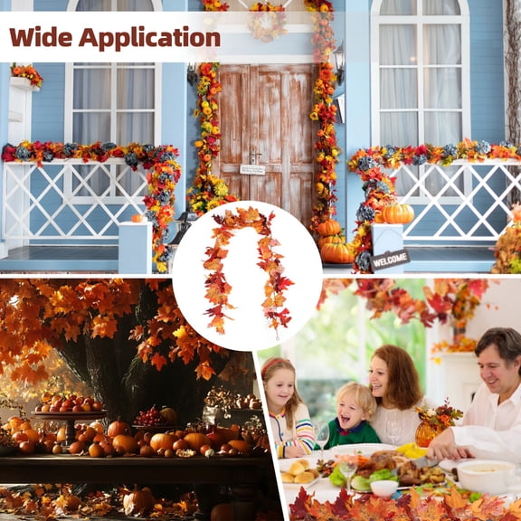 6 PCS Maple Leaf Garland, 5.7 Ft Artificial Maple Leaf Vine, Autumn Harvest Thanksgiving Party Decoration, Fall Decor for Indoor Outdoor, Halloween, Fireplace, Table, Porch