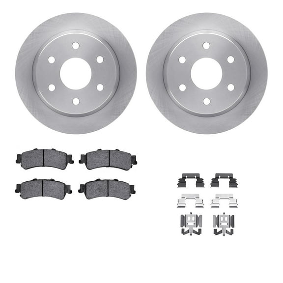 Dynamic Friction Company Rear Brake Rotors with Heavy Duty Brake Pads includes Hardware 6212-48014