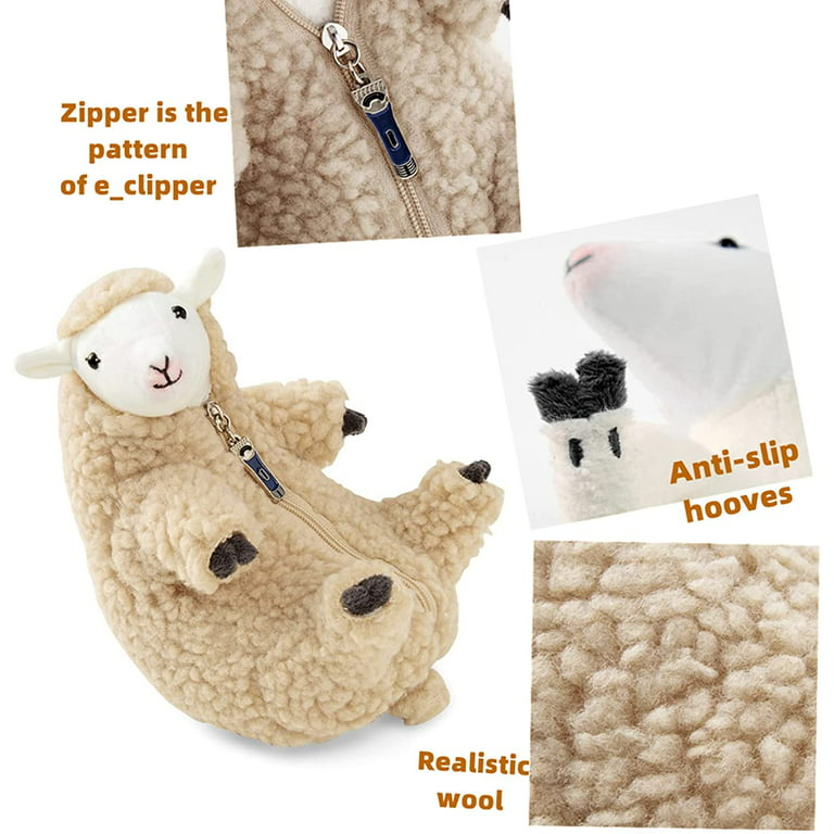 Educational Shaved Wool Sheep Plush Toy Kawaii Lamb with Removable Clothes  Plushie