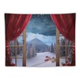 thumbnail image 5 of ONETECH  Winter Tapestry Wall Hanging Snow Scene Outside Vintage Window Tapestries Red New Year Wall Decor Blanket for Bedroom Living Room Holiday Party,, 5 of 7