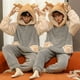 thumbnail image 1 of Conjuntos de pijamas para parejas para hombres y mujeres, ropa de dormir gruesa de invierno, ropa de dormir de dinosaurio de dibujos animados, amantes coreanos, ropa de casa suave y cálida, 1 of 4