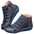 thumbnail image 1 of Ladies Casual Solid Color Zipper Strap Splicing Large Size Soft Leather Western Ankle Boots Short Boots, 1 of 6