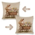 thumbnail image 3 of Cushion Case Egg Cart Bunny Festive Rabbit Garden Harvest Throw Pillow Cover Rabbit Bunny Egg Floral Leaves Decorative Bed Pillowcases 18"x18" for Couch Bed Car, 3 of 7
