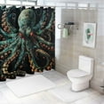 thumbnail image 7 of Shiartex Octopus Shower Curtain Green Octopus Tentacles Ocean Vintage Sea Wildlife Kraken Coastal Nautical Fabric Bathroom Sets with Hooks 36x72, 7 of 7
