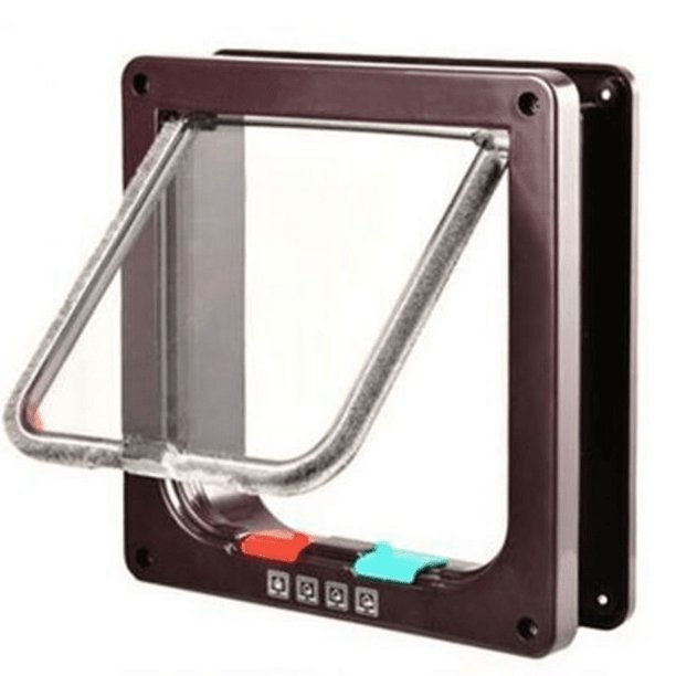 Secure Your Pet's Safety with Our 4-Way Lockable Dog & Cat Door - Easy to Install Flap Pet Gate Door