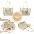 thumbnail image 6 of Mesh Tote Bag, Casual Tote Bag  Women Foldable MAX 23L Shoulder Bag For Beach Picnic Vacation (Tan), 6 of 9