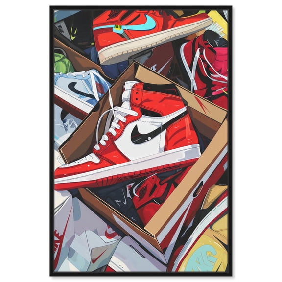 Cluster Shoe Collection Canvas Trend Sport Wall Art by Notoriart, Black Frame, 10" x 15"