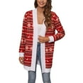 thumbnail image 1 of Cardigan de Noël à Col Ouvert pour Femmes, Manches Longues, Tricoté, P-2TG, 1 of 10