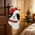 thumbnail image 5 of Tuvgenk White Dog Christmas Stocking, 17.7 inch Cute Puppy Xmas Stocking with Santa Hat, Pet Holiday Decor for Fireplace Mantel Christmas Tree, 5 of 6