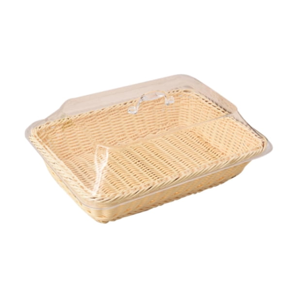 Cesta de pan de imitación de ratán, bandeja para servir comida para mesas, fiestas y comedores. 40cmx30cmx15cm