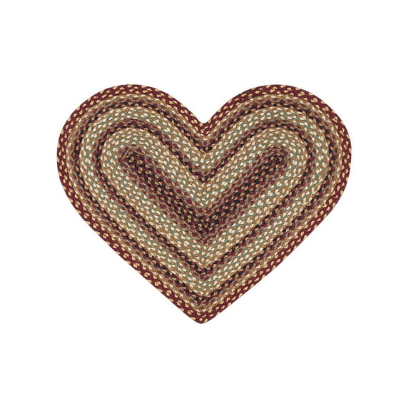Home Indoor Decorative Jute C-357 Burgundy, Gray, Creme Braided Rug, Heart 20" x 30"