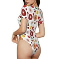 thumbnail image 3 of Yiaed Oriental Cuisine Print Women's Waist-Cinching Short-Sleeved Onesie,Elastic Onesiet,Snaps At Bottom,Easy To Put On And Take Off for Wome Bodysuit -X-Large, 3 of 8
