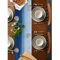 thumbnail image 5 of Navy Blue Burlap Cotton Table Runner 13x70 Inches Long, Ombre Modern Oil Painting Aesthetics Abstract Art Farmhouse Table Runners, Outdoor Dining Tablecloths Decor for Baby Shower/Party/Wedding, 5 of 6