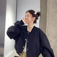 thumbnail image 5 of -Chaqueta corta de bombardero rosa para mujer, Chaqueta corta informal de gran tamaño, moda coreana, estética elegante, Primavera, 5 of 5