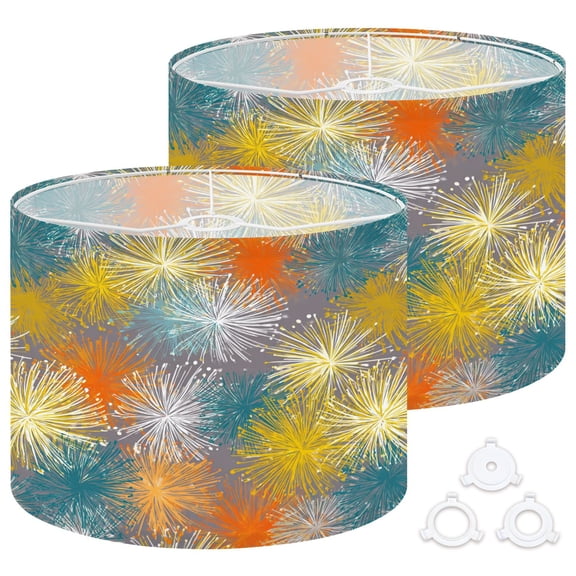 Lamp Shades Set of 2 Easy Assembly abstract floral Drum Lampshades for Table Lamps Floor Lamps Pendant Light 13"x13"x10" Replacement Lamp Shade