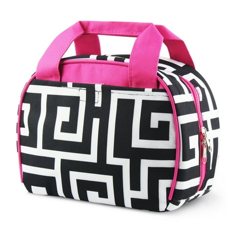 Check Small Tote - Zodaca Stylish Small Reusable Insulated Work School Lunch Tote Carry Storage Zipper Cooler Bag (Size: 9.5